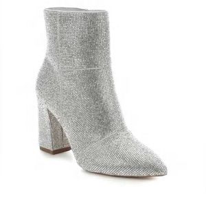 Steve Madden Womens Reflective Rhinestone Pointed Toe Mid-Calf Boots